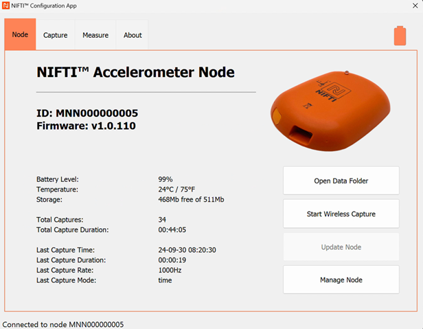 Flight Test Instrumentation Sesnor Node Connected to NIFTI App